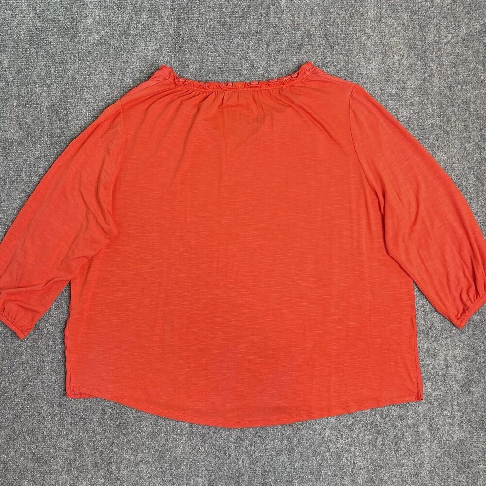 Chicos Top Size 3 Womens XL Orange 3/4 Sleeve Lightweight Knit Peasant Blouse - Picture 3 of 8